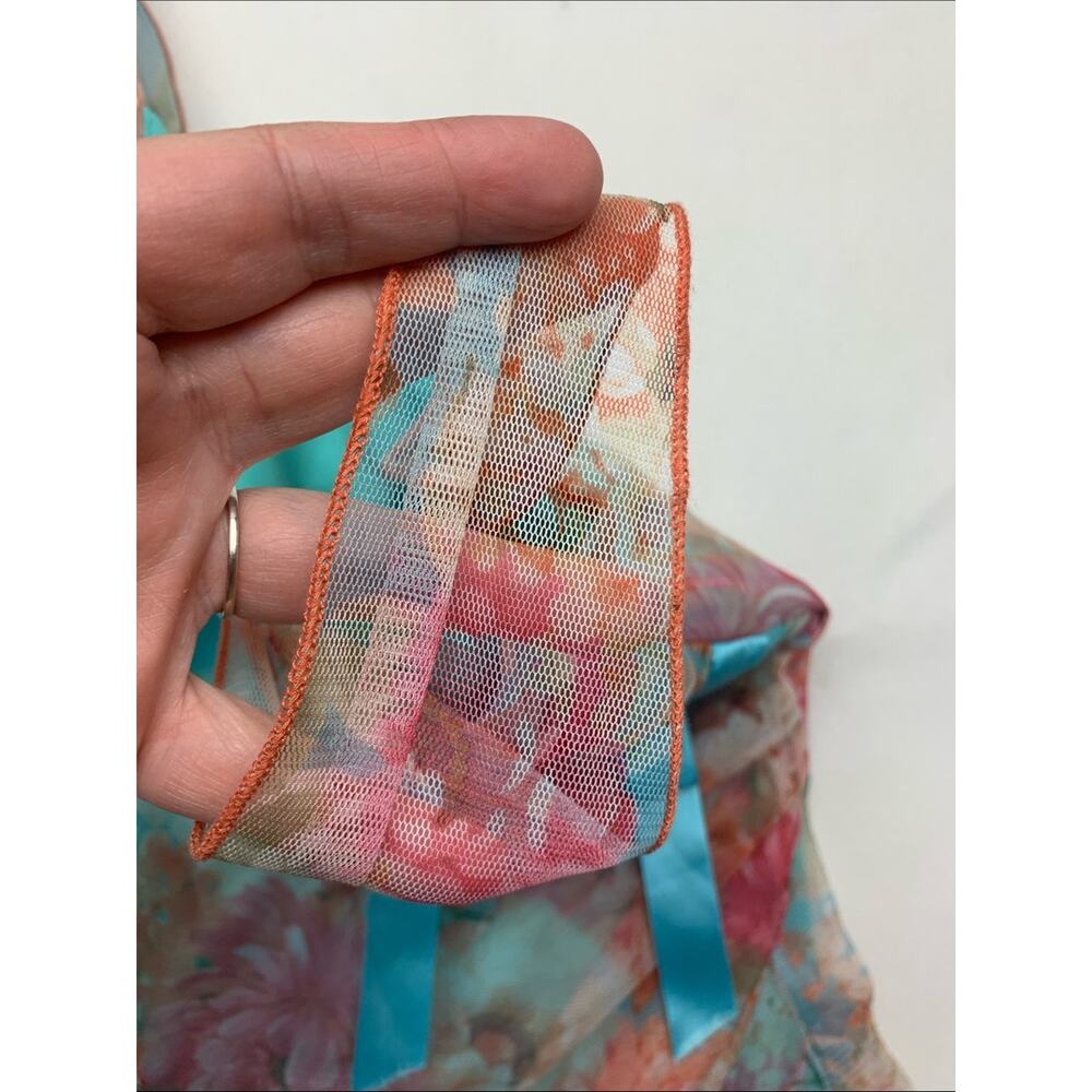 XoXo size medium y2k fairy Floral Aqua Summer Dress mini Ribbon Tie girl brat - Picture 9 of 12